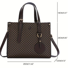 Classic Allover Print Shoulder Bag, Large Capacity Crossbody Handbag