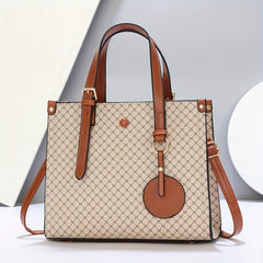 Classic Allover Print Shoulder Bag, Large Capacity Crossbody Handbag