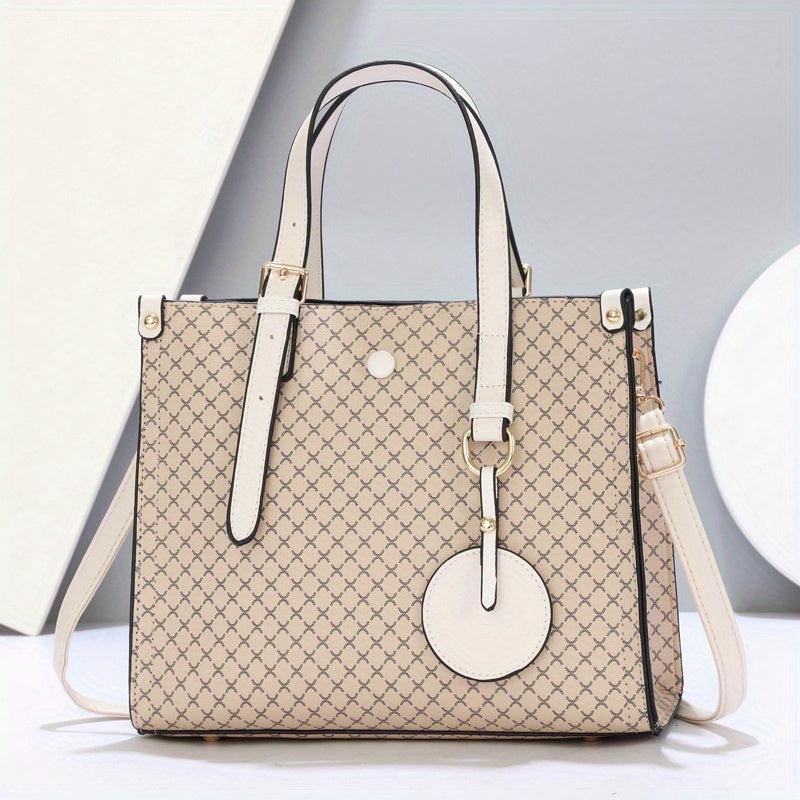 Classic Allover Print Shoulder Bag, Large Capacity Crossbody Handbag