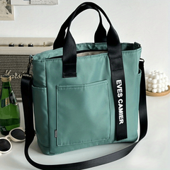 Colorblock Tote Canvas Bag Large Capacity Shoulder Bag For School
