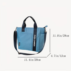 Colorblock Tote Canvas Bag Large Capacity Shoulder Bag For School