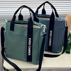 Colorblock Tote Canvas Bag Large Capacity Shoulder Bag For School