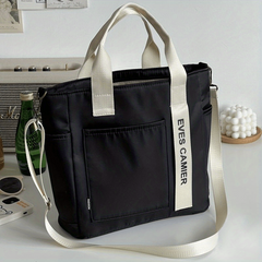 Colorblock Tote Canvas Bag Large Capacity Shoulder Bag For School