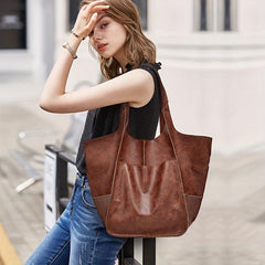 Soft Leather Women Handbag Large Capacity Casual Shoulder Tote Bag