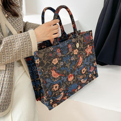 Vintage Tote Bag Floral Pattern Satchel Large Capacity Shoulder Bag