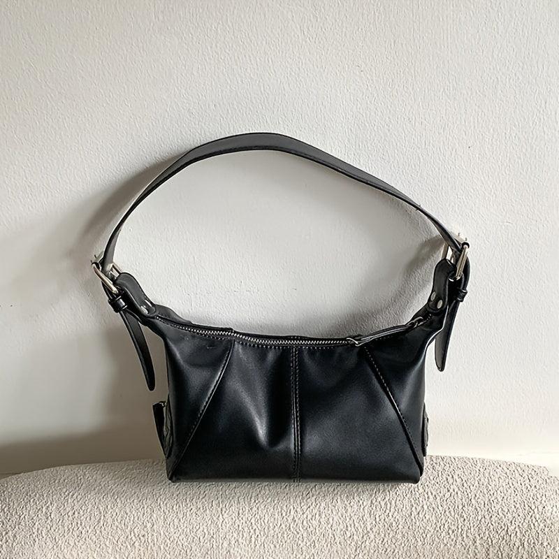 Faux Leather Shoulder Bag Underarm Zipper Satchel