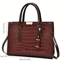 Women's Croc Embossed Tote Bag Set