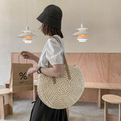Women's Straw Tote Bag Stylish Shoulder Bag Large Capacity