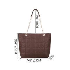 Plaid Faux Leather Tote Bag with Golden Chain Straps