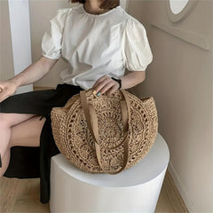 Straw Shoulder Bag Lightweight All Match Storage Bag For Travel