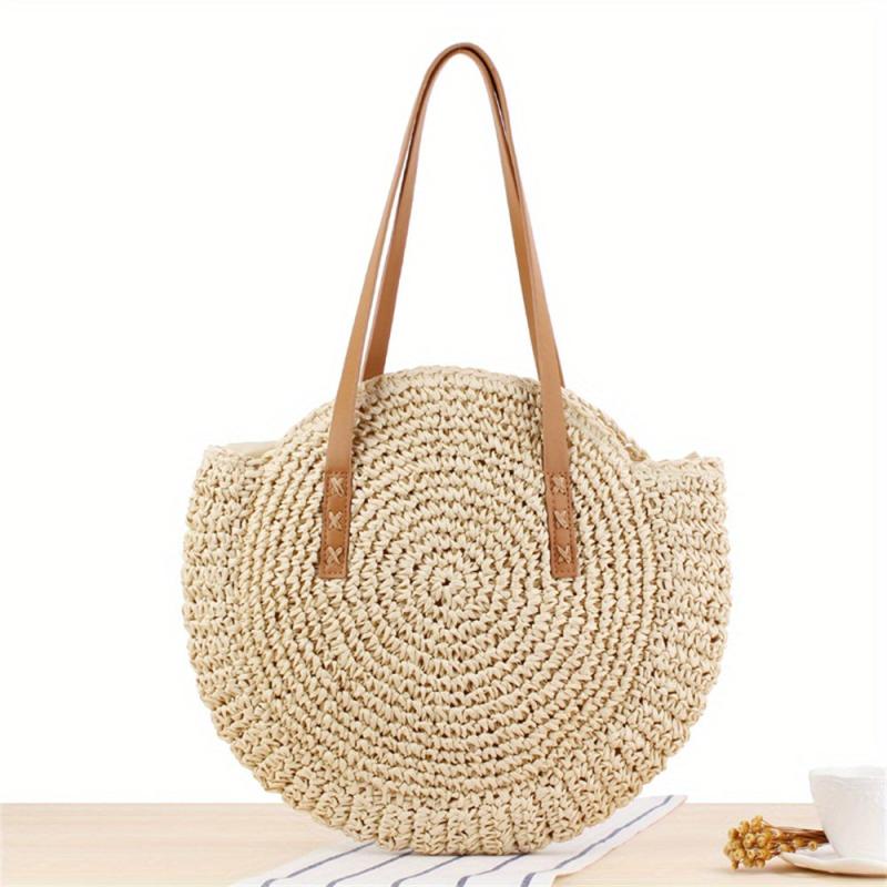 Straw Shoulder Bag Lightweight All Match Storage Bag For Travel