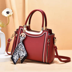 Womens Satchel Bag with Scarf Decor Tote Shoulder Bag