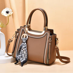 Womens Satchel Bag with Scarf Decor Tote Shoulder Bag