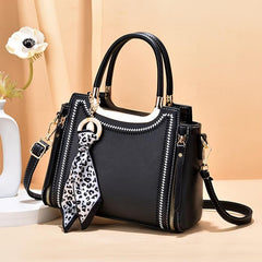 Womens Satchel Bag with Scarf Decor Tote Shoulder Bag
