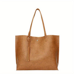Stylish Tote Bag with Tassel Decor for Women