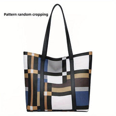 Plaid Pattern Tote Shoulder Bag Large Capacity Work Bag