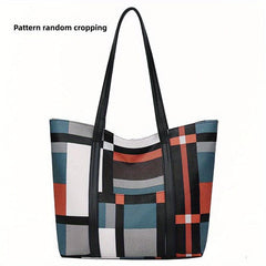 Plaid Pattern Tote Shoulder Bag Large Capacity Work Bag