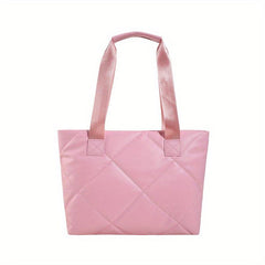 Large Capacity Argyle Pattern Tote Bag Solid Shoulder Bag