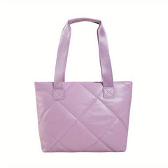 Large Capacity Argyle Pattern Tote Bag Solid Shoulder Bag