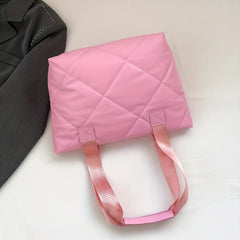 Large Capacity Argyle Pattern Tote Bag Solid Shoulder Bag