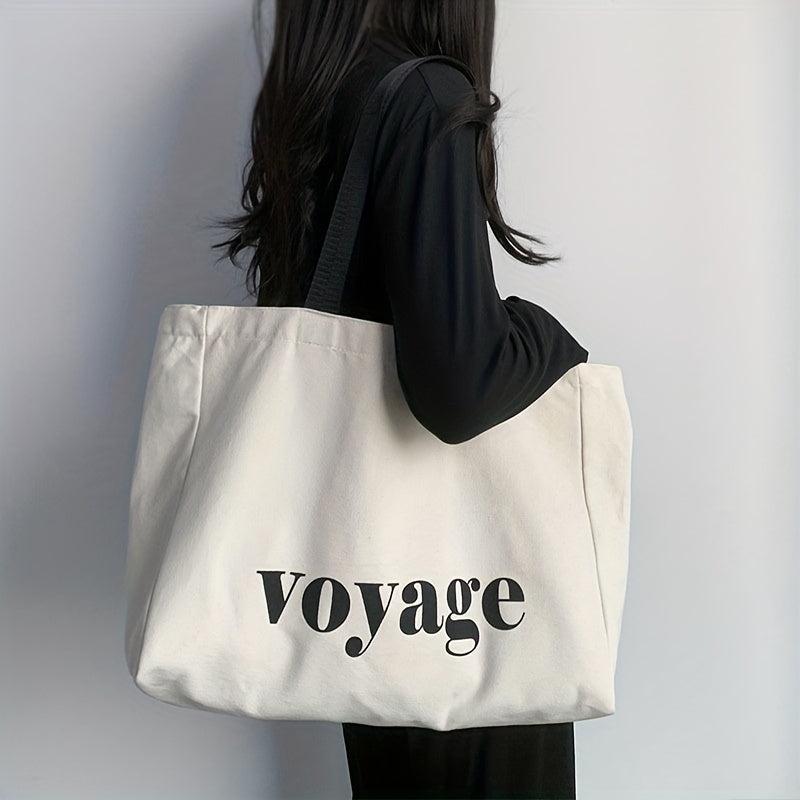 Minimalist Letter Print Tote Bag Large Capacity Shoulder Bag All Match Bag