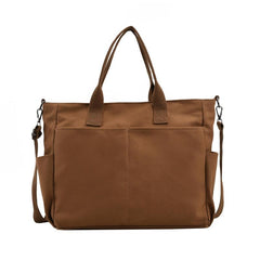 Large Capacity Canvas Shoulder Bag Minimalist Solid Tote Bag For School & Office