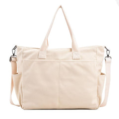 Large Capacity Canvas Shoulder Bag Minimalist Solid Tote Bag For School & Office