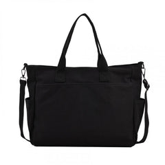 Large Capacity Canvas Shoulder Bag Minimalist Solid Tote Bag For School & Office