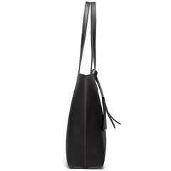 Large Capacity Tote Bag Solid PU Leather Shoulder Handbag & Purse