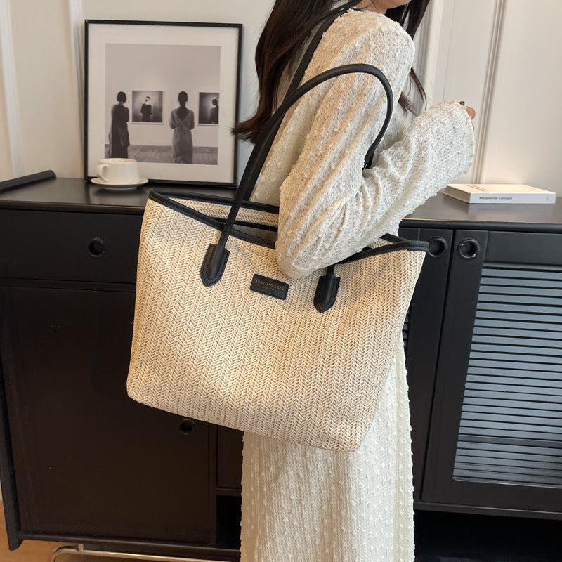 Boho Style Straw Shoulder Bag for Travel Vacation
