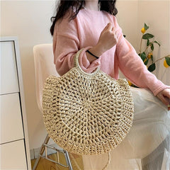 Straw Woven Tote Bag Beach Crossbody Handbag Large Capacity