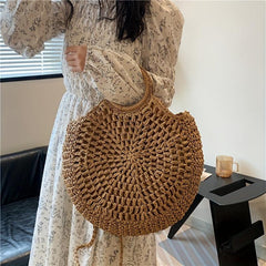 Straw Woven Tote Bag Beach Crossbody Handbag Large Capacity