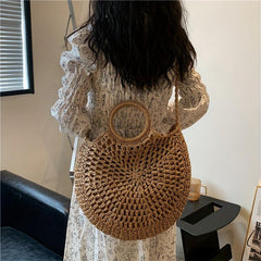 Straw Woven Tote Bag Beach Crossbody Handbag Large Capacity