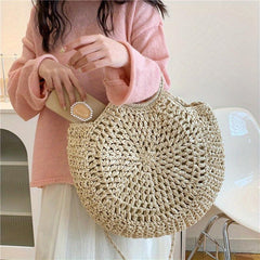 Straw Woven Tote Bag Beach Crossbody Handbag Large Capacity