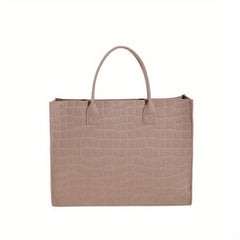 Crocodile Embossed Felt Tote Bag Large Capacity Handbag