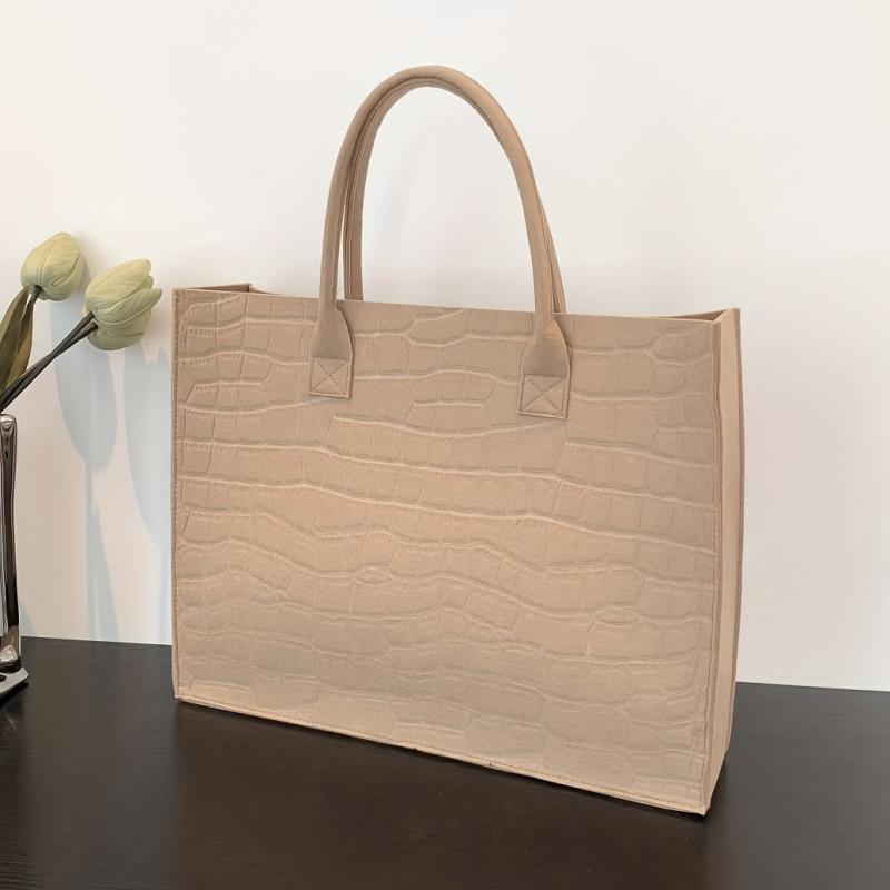 Crocodile Embossed Felt Tote Bag Large Capacity Handbag