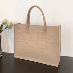 Crocodile Embossed Felt Tote Bag Large Capacity Handbag