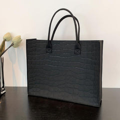 Crocodile Embossed Felt Tote Bag Large Capacity Handbag