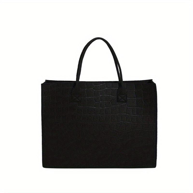 Crocodile Embossed Felt Tote Bag Large Capacity Handbag
