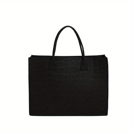 Crocodile Embossed Felt Tote Bag Large Capacity Handbag