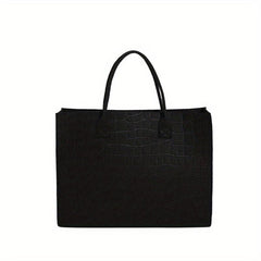 Crocodile Embossed Felt Tote Bag Large Capacity Handbag