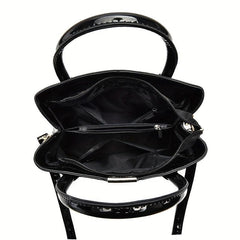 Crocodile Embossed Tote Shoulder Bag with Zipper