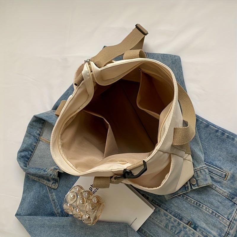 Colorblock Shoulder Bag Large Capacity Zipper Hand Bag