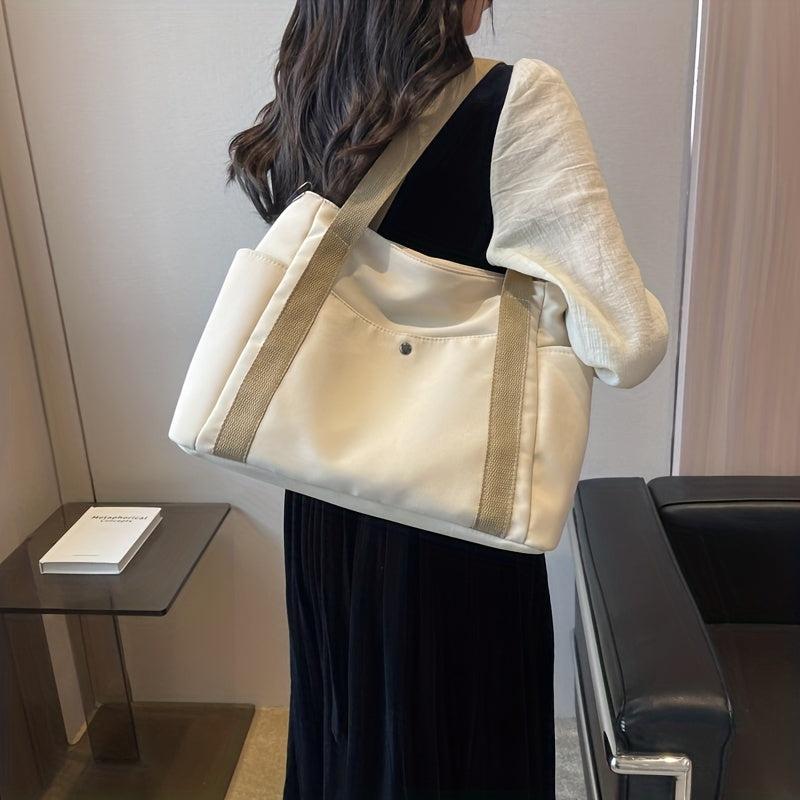 Colorblock Shoulder Bag Large Capacity Zipper Hand Bag