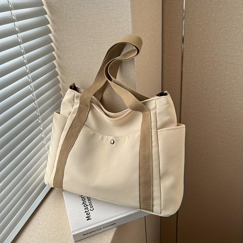 Colorblock Shoulder Bag Large Capacity Zipper Hand Bag