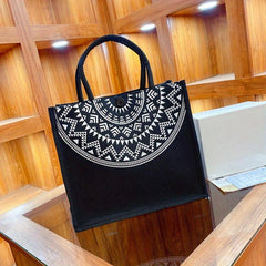 Vintage Geometric Pattern Tote Bag Lightweight Large Capacity Storage Bag