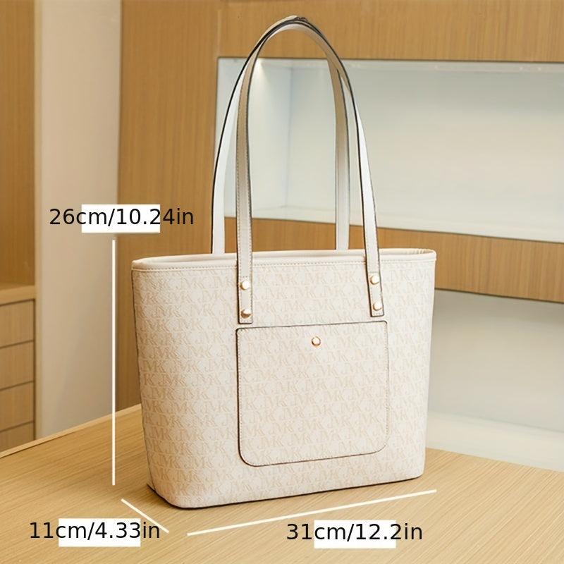 Vintage Classic Print Tote Bag Large Capacity Top Handle Handbag