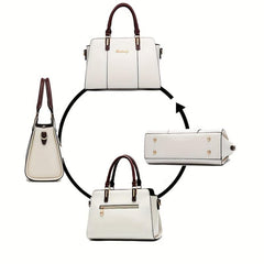 Letter Decor Crossbody Bag Contrast Satchel Purses