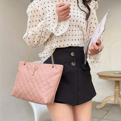 Quilted Tote Bag Large Capacity Crossbody Shoulder Handbag