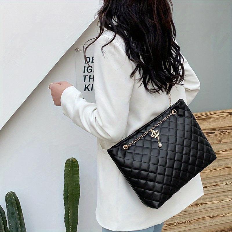 Quilted Tote Bag Large Capacity Crossbody Shoulder Handbag